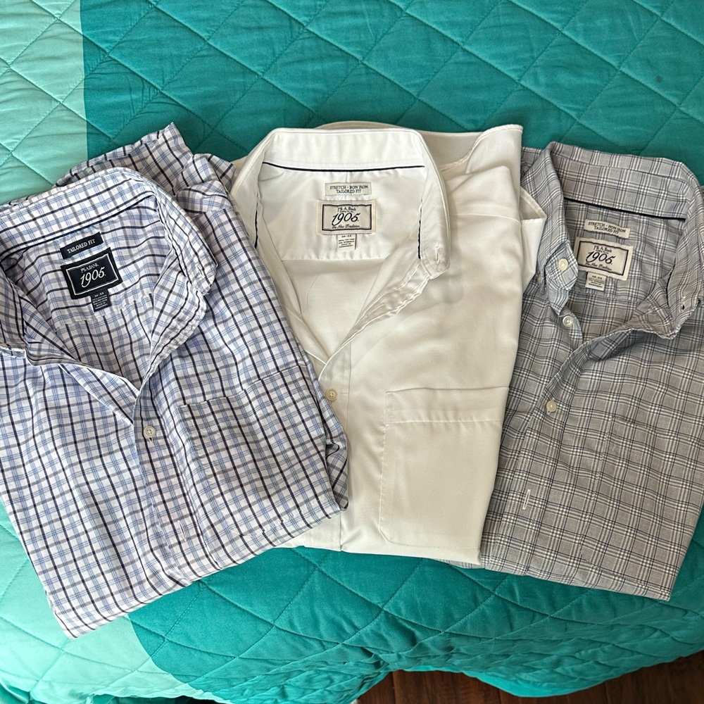 Jos. A. Bank Blue and Gray Plaid Shirt Trio